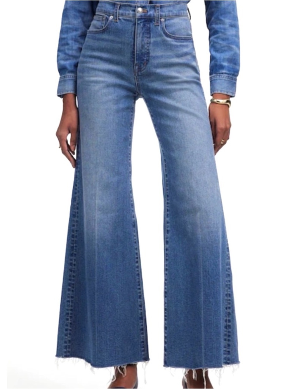 NWT Madewell Flared Wide Leg Crop Super Stretch Oneida Wash Size 27 Petite